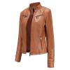 HINDOLA Womens Faux Leather Short Motorcycle Jacket Winter Fashion Moto Biker Casual Coat view 2