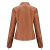 HINDOLA Womens Faux Leather Short Motorcycle Jacket Winter Fashion Moto Biker Casual Coat view 3