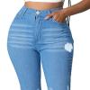 Bell Bottom Jeans for Women Ripped High Waisted Flared Denim Pants Classic Hole Retro Skinny Jean Trousers (Blue,Small) view 3