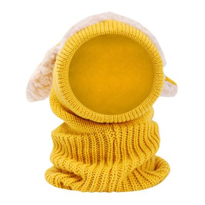 Toddler Winter Hat Girls Hood Caps Boys Kids Coif Winter Scarf Baby Woolen Warm Hats Kids Hat Yellow