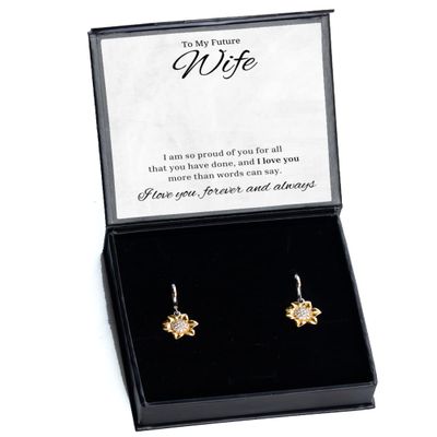 DARINGIFT to My Future Wife Sunflower Earrings, I Am So Proud of You for All That You Have Done, Best Birthday Gifts, Engagement Gifts, Wedding Gifts, Valentines Day Gifts for Wife