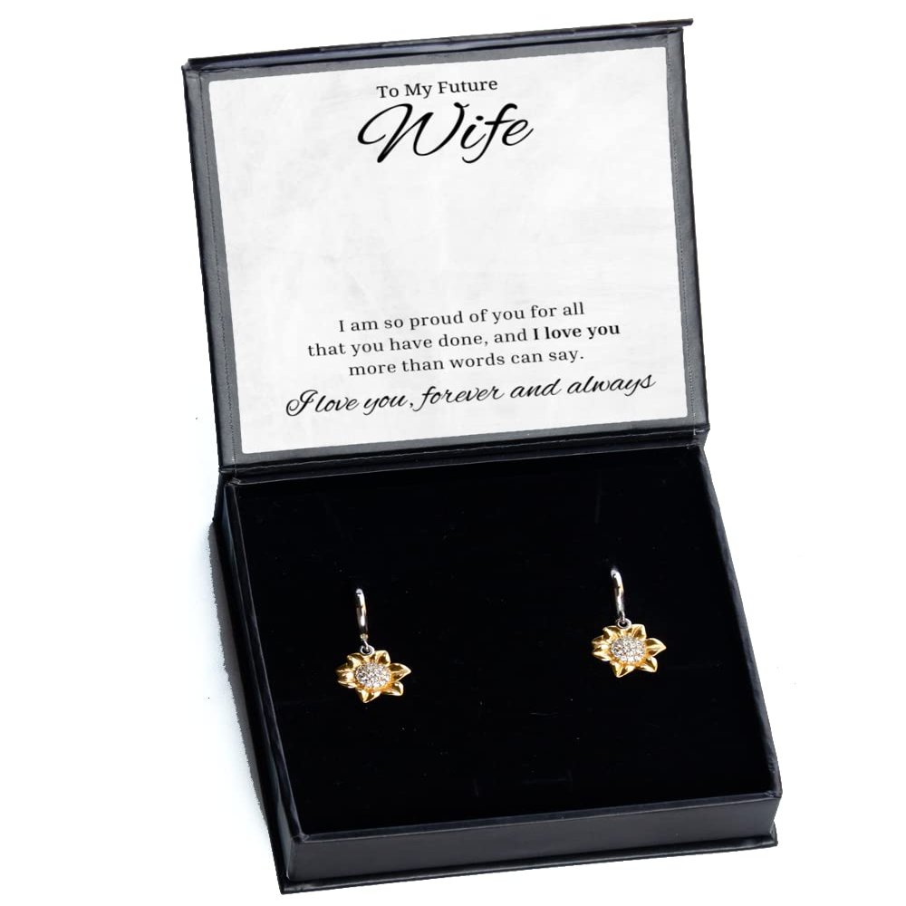 DARINGIFT to My Future Wife Sunflower Earrings, I Am So Proud of You for All That You Have Done, Best Birthday Gifts, Engagement Gifts, Wedding Gifts, Valentines Day Gifts for Wife