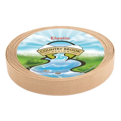 Country Brook Design - Beige Elastic Polyester Webbing (1 Inch, 36 Yards)