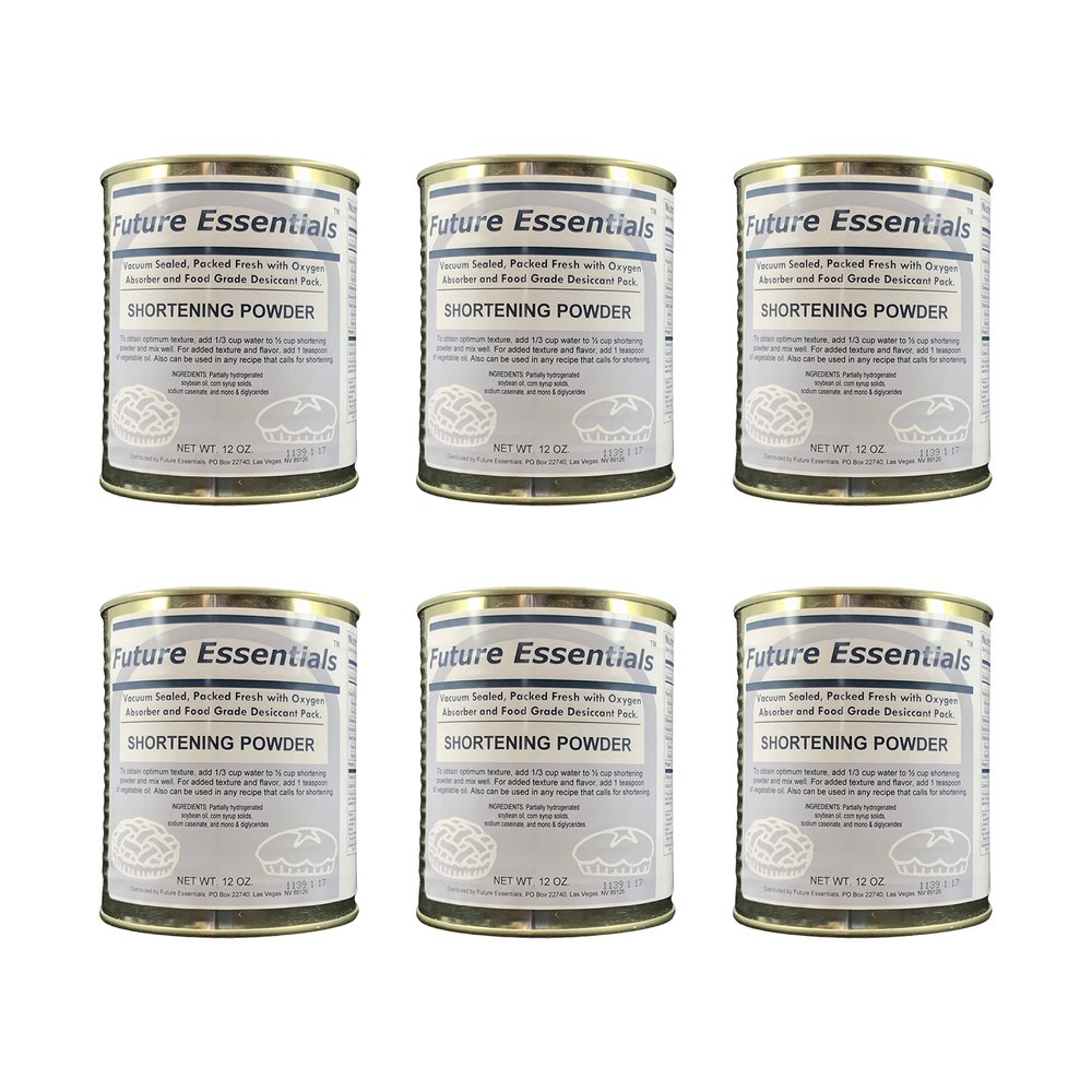 Future Essentials Canned Shortening Powder for baking and cooking | Long Term Storage Shelf Stable | Emergency Survival Food Supply, Camping & Backpacking (#2.5 size) 06 Cans