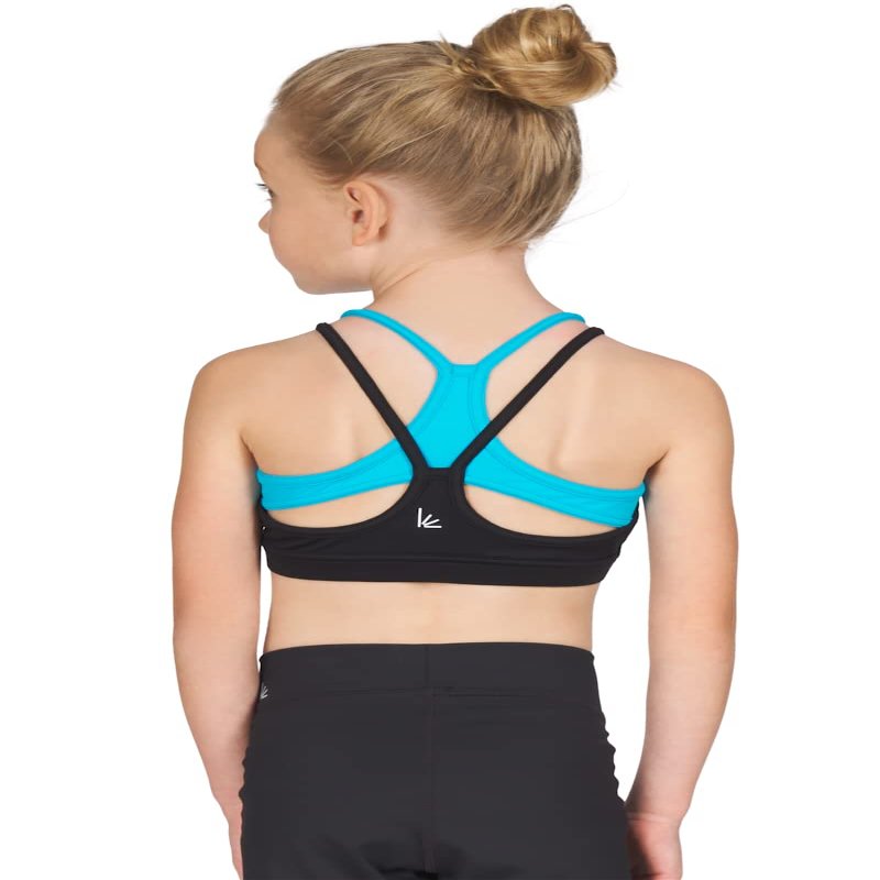 Liakada Girls Supportive Girls' Boomerang Bra Top with Integrated Bra Shelf Liner for Dance, Gymnastics, Yoga, Cheer!