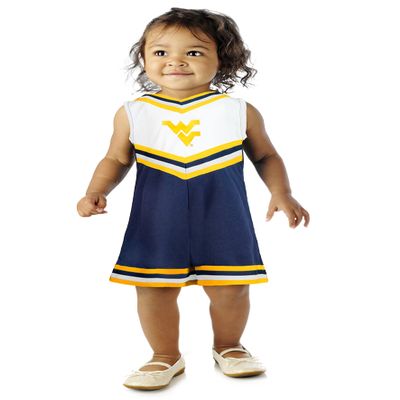 Little King NCAA Toddler/Youth Girls Team Cheer Jumper Dress-West Virginia-2T