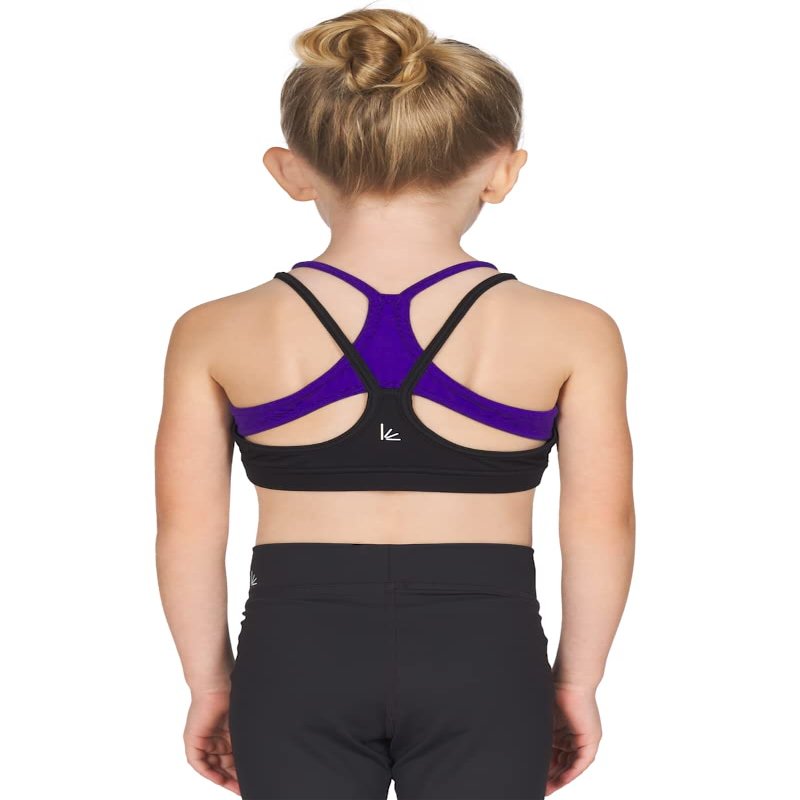 Liakada Girls Supportive Girls' Boomerang Bra Top with Integrated Bra Shelf Liner for Dance, Gymnastics, Yoga, Cheer!