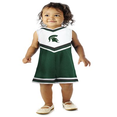 Little King NCAA Toddler/Youth Girls Team Cheer Jumper Dress-Michigan State-4T