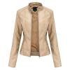HINDOLA Womens Faux Leather Jackets Short Motorcycle Jacket Winter Fashion Moto Biker Casual Jackets Coat view 1