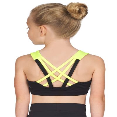 Liakada Girls Supportive Girls' Lattice Bra Top with Integrated Bra Shelf Liner for Dance, Gymnastics, Yoga, Cheer!