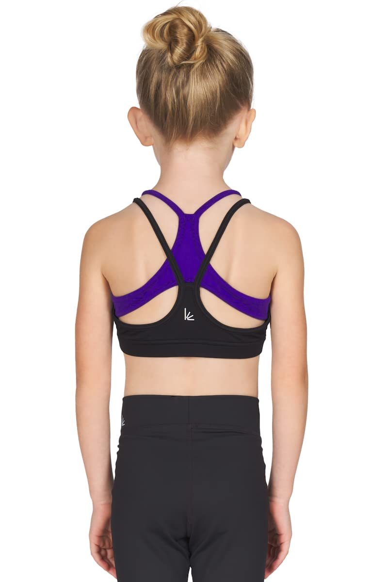 Liakada Girls Supportive Girls' Boomerang Bra Top with Integrated Bra Shelf Liner for Dance, Gymnastics, Yoga, Cheer!