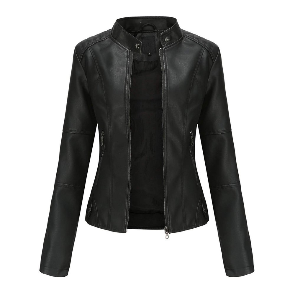 HINDOLA Womens Faux Leather Jackets Short Motorcycle Jacket Winter Fashion Moto Biker Casual Jackets Coat