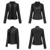HINDOLA Womens Faux Leather Jackets Short Motorcycle Jacket Winter Fashion Moto Biker Casual Jackets Coat view 2
