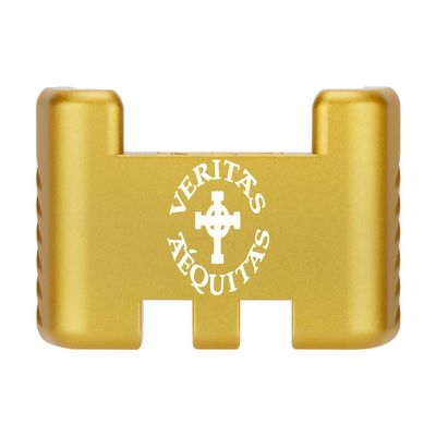 NDZ Performance Aluminum Slide Racker Assist Back Plate for Gen 1-5 Glock 17 19 19x 22 23 24 26 27 31 32 33 34 35 45 47 49, Improved Slide Grip, Gold - Veritas Aequitas Bold