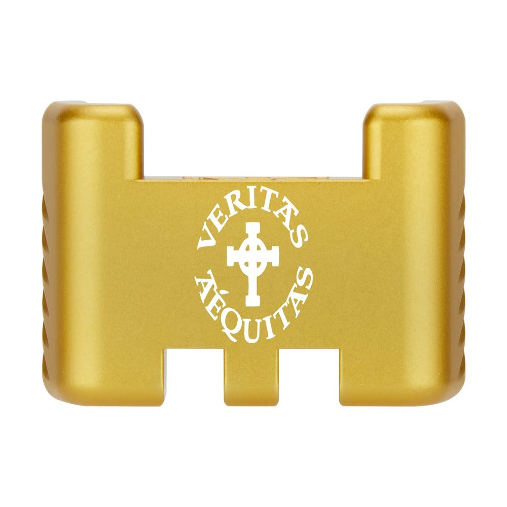 NDZ Performance Aluminum Slide Racker Assist Back Plate for Gen 1-5 Glock 17 19 19x 22 23 24 26 27 31 32 33 34 35 45 47 49, Improved Slide Grip, Gold - Veritas Aequitas Bold