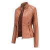 HINDOLA Womens Faux Leather Jackets Short Motorcycle Jacket Winter Fashion Moto Biker Casual Jackets Coat view 2