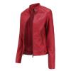 HINDOLA Womens Faux Leather Jackets Short Motorcycle Jacket Winter Fashion Moto Biker Casual Jackets Coat view 2