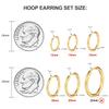 5 Pairs Gold Hoop Earrings Set for Women, 14K Plated Hypoallergenic Thin Small Golden Earrings Set Cartilage Helix Huggie Hoop Pack for Women Men 12mm/14mm/16mm/18mm/20mm view 4