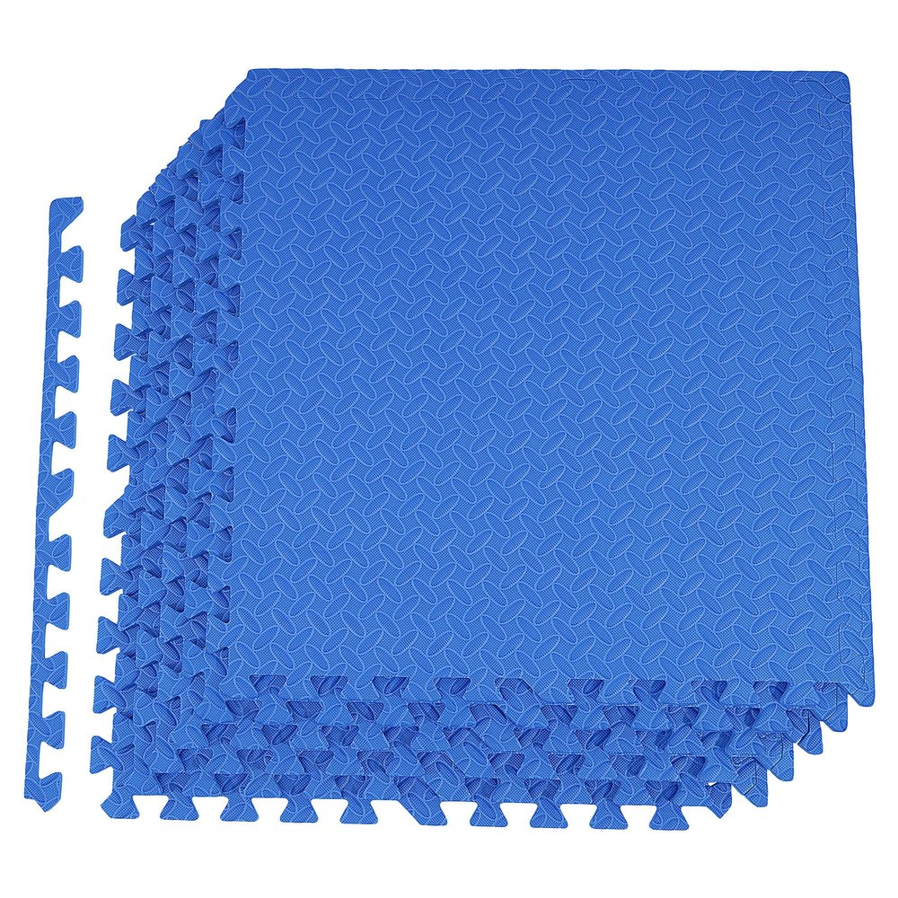 Signature Fitness Puzzle Exercise Mat with EVA Foam Interlocking Tiles, Blue, 3/4 Thick, 6 Tiles, 24 Sq Ft