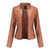HINDOLA Womens Faux Leather Jackets Short Motorcycle Jacket Winter Fashion Moto Biker Casual Jackets Coat view 1