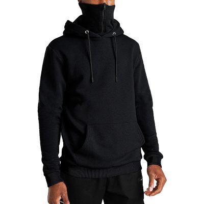 DGHM-JLMY Men's Cashmere Hooded Mask Zipper Mock Pure Color Pullover Long Sleeve Open-Forked Male Big and Tall Hoodies (Black,Medium)