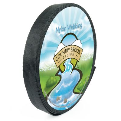 Country Brook Design 1 Inch 2 Panel Black Lite Weight Nylon Webbing, 50 Yards