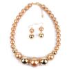 Fuqimanman2020 Chunky Large Simulated Pearl Choker Necklace Drop Dangle Earrings Crystal Bib Big Round Beaded Strand Multicolor Costume Statement Wedding Jewelry Set for Women Brides-Champagne B view 1