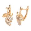 Gold Ear Buckle Earrings, Leaf Drop Dangle Earring Clip Earrings Zircon Copper Earrings Jewelry for Christmas Birthday Gift for Women Wife Mom Sister 1 Pairs view 1