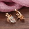 Gold Ear Buckle Earrings, Leaf Drop Dangle Earring Clip Earrings Zircon Copper Earrings Jewelry for Christmas Birthday Gift for Women Wife Mom Sister 1 Pairs view 3