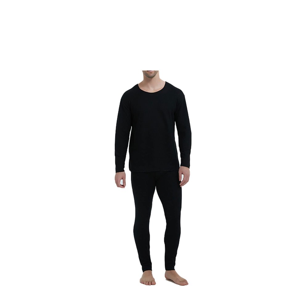 Jueshanzj Men's winter thermal underwear men's suit fattened and thickened 5XL Black
