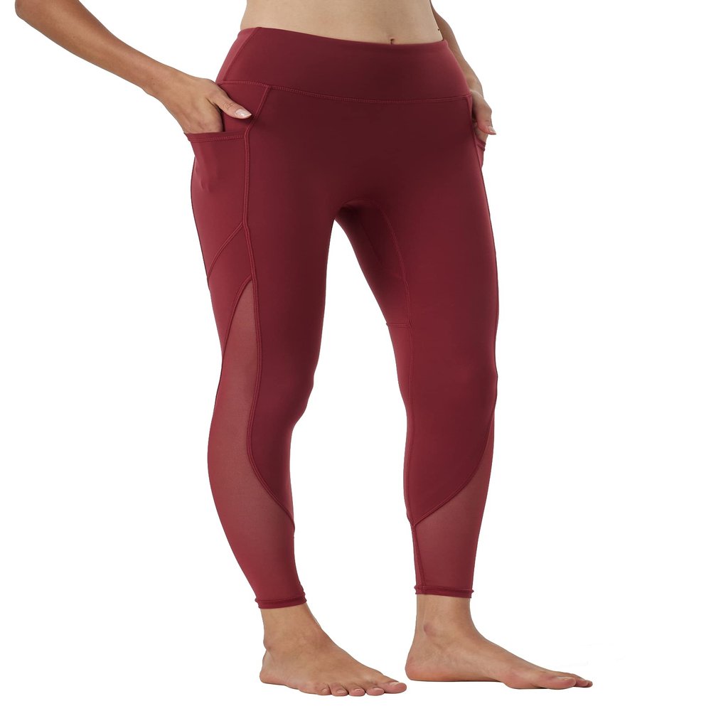ONGASOFT High Waisted Yoga Pants for Women Running Workout Mesh Leggings Side Pockets Squat Proof Tummy Control