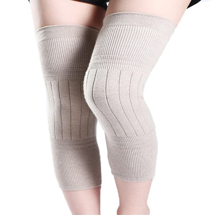 Aecsoc Warm Cashmere and Wool Thicken Men and Women Leg Warmers Breathable Elastic Blend Knee Wraps PDY202242(Beige,XXL)