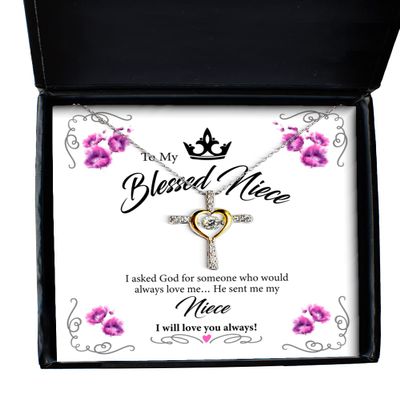 Blessed Niece Necklace Message Card Gifts, Christian Gifts, Godly Gifts for Family, Christian Gifts for Women, Jesus, Blessed Necklace for Christmas, Easter or Birthday