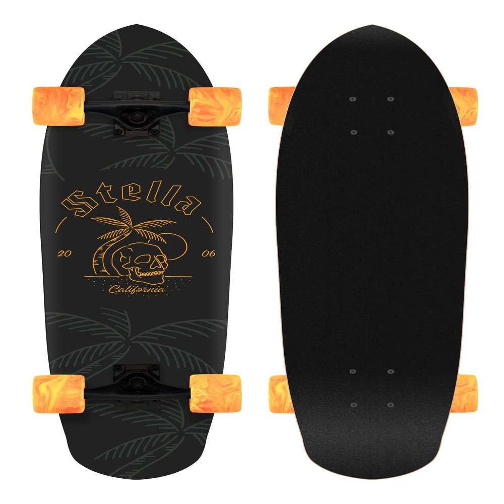 Stella Longboard 29" Beer Runner Skull Island Longboard Complete (Orange)