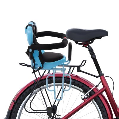 CNCEST Rear Child Bike Seat,Rear Child Bike Seat Attachment for Adult Bike with U-Shaped Guardrail Armrest,Rear Child E-Bike Seat with Waterproof Leather Suitable for Children (Blue)