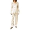 Doloame Women Pajamas Set Y2K Button Down Long Sleeve Sleepwear Feather Trim Nightwear Loungewear Pjs (Champagne, XL) view 4