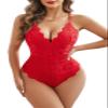 Avidlove Womens Lace Bodysuit Lingerie Snap Crotch Sexy One Piece Teddy (Double Layers - Red, M) view 1