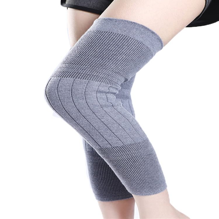 Aecsoc Warm Cashmere and Wool Thicken Men and Women Leg Warmers Breathable Elastic Blend Knee Wraps PDY202242(Medium grey,L)
