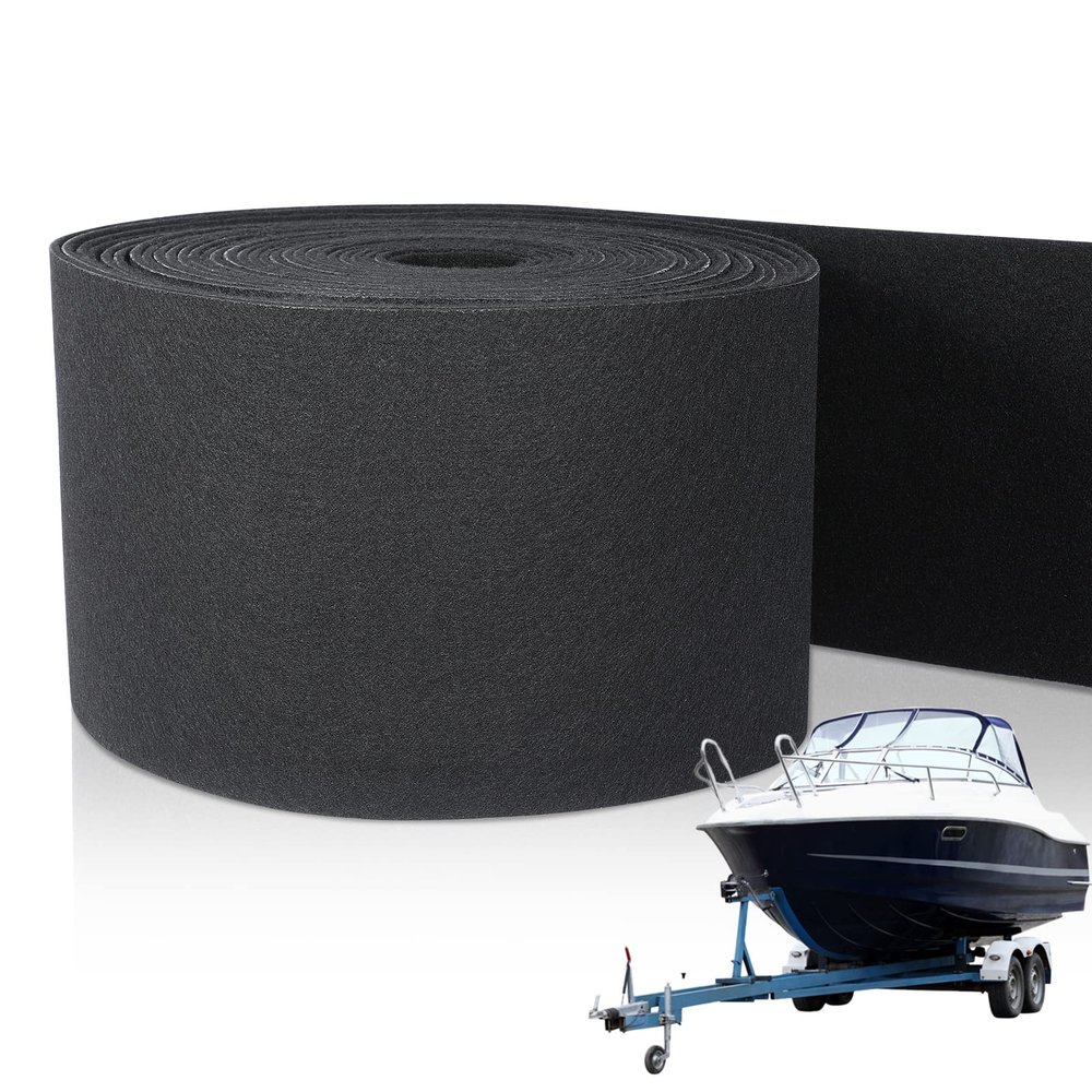 Remerry Boat Trailer Bunk Carpet, Marine Carpet Black Padding Polyester Boat Trailer Bunks Replacement Step, Bunker Material Covers (12 Inch x 100 Feet)