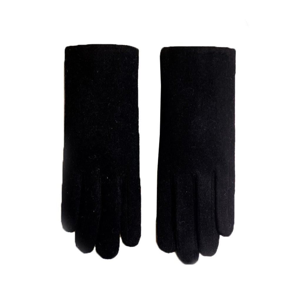 Women's Winter Touch Screen Gloves Cashmere Rabbit Fur Cute Warming Thickened Driving Gloves Students Cold Cycling Mittens (Color : Black, Size : One Size)