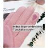 Women's Winter Touch Screen Gloves Cashmere Rabbit Fur Cute Warming Thickened Driving Gloves Students Cold Cycling Mittens (Color : Black, Size : One Size) view 2