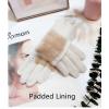 Women's Winter Touch Screen Gloves Cashmere Rabbit Fur Cute Warming Thickened Driving Gloves Students Cold Cycling Mittens (Color : Black, Size : One Size) view 4