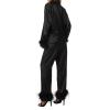 Doloame Women Pajamas Set Y2K Button Down Long Sleeve Sleepwear Feather Trim Nightwear Loungewear Pjs (Black, XL) view 2