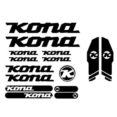 15pcs for KONA BIKES Vinyl Decals, Stickers, Mountain Bike Cycling Bmx (Black)