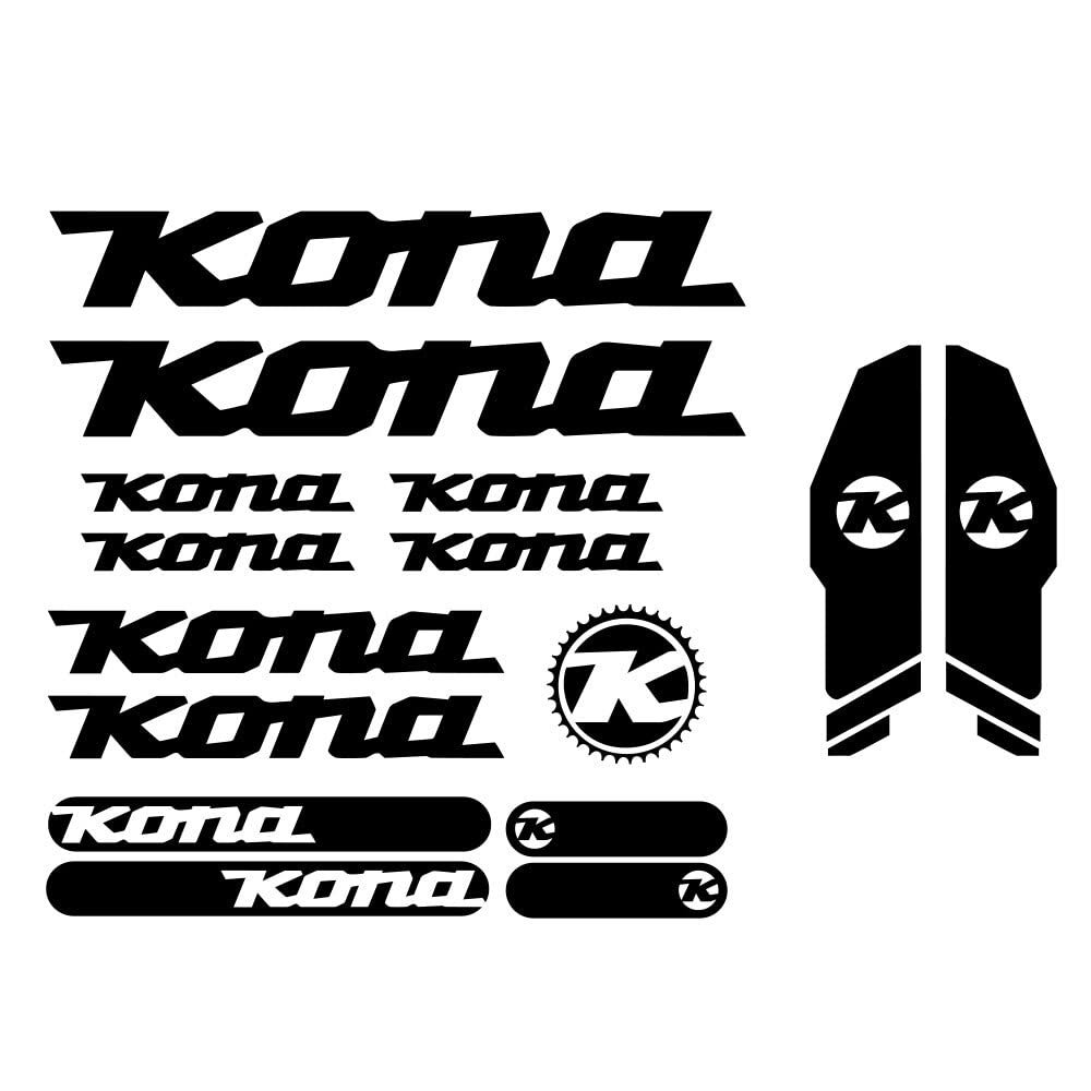 15pcs for KONA BIKES Vinyl Decals, Stickers, Mountain Bike Cycling Bmx (Black)
