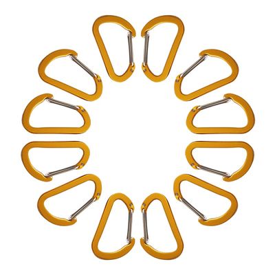12PCS Keychain Clips Mini Carabiner - 1 5/8 inch Small Aluminum Durable Quick Release D-Shape Spring Loaded Wire Gate Clip