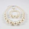 Chunky Multicolor Simulated Pearl Choker Necklace Drop Dangle Earrings Bracelet Set Crystal Bib Big Large Round Beaded Strand for Women Brides Costume Statement 1920s Wedding Jewelry-White1 view 2