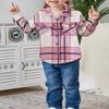 Fhniepan Girls Flannel Plaid Button Down Long Sleeve Shirt Jacket Shackets (7-8Years, Pink) view 2