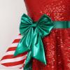 Huimingda Girls Christmas Shiny Sequin Sleeveless Dress Ballet Dance Leotard Dress Cheer Performance Costume Red 12 Years view 2