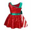 Huimingda Girls Christmas Shiny Sequin Sleeveless Dress Ballet Dance Leotard Dress Cheer Performance Costume Red 12 Years view 3